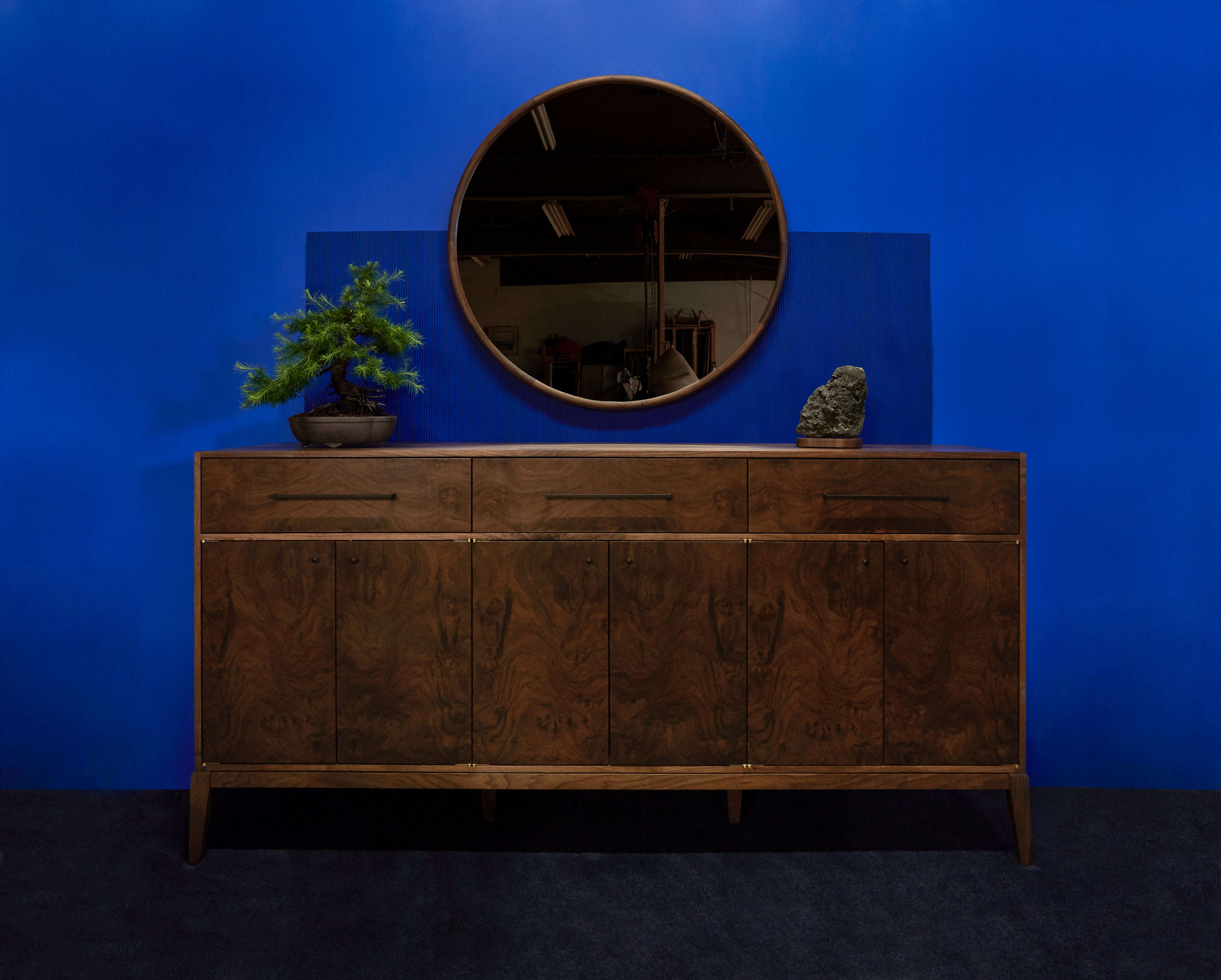 42" Ring Mirror - Walnut, Natural Finish